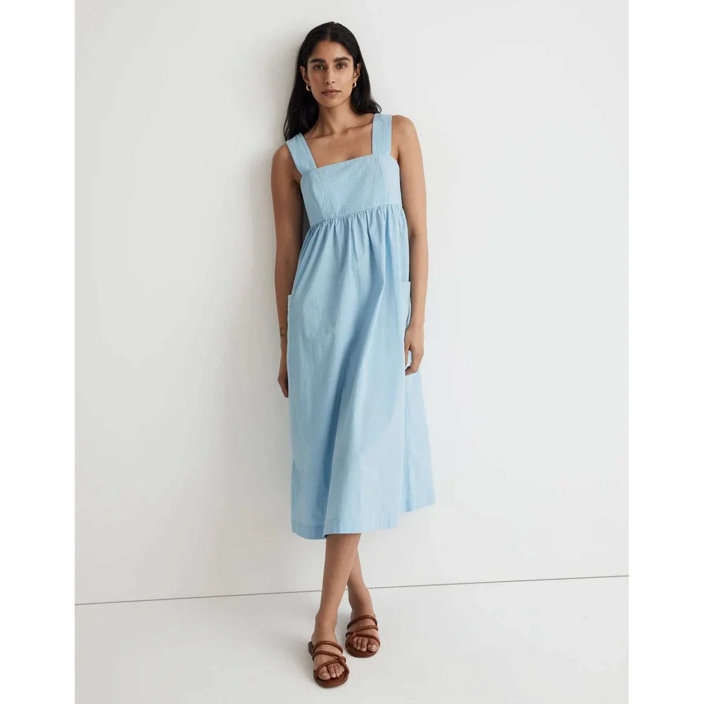 Madewell Cutout Back‎ Midi Dress Womens 0 Tropical Sky Blue